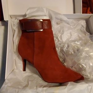 Calvin Klien Red Suede Booties